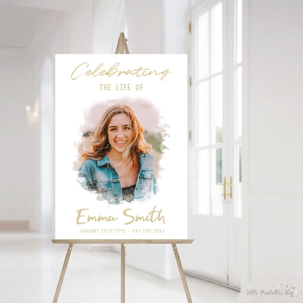 Memorial Sign, Celebration of Life Poster, Editable Funeral Welcome Sign, Celebrating the life of Sign, Funeral Poster, Memorial Service
