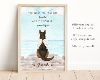 Pet Sympathy Gift, Dog Loss Gift, Pet Loss Gift, Dog Memorial Print, Personalized Dog Loss Print, Pet Condolence Gift, Rainbow Bridge