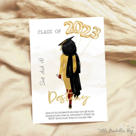 African American Graduation Announcement, She did it Graduation Party Invite, Graduation Invitation Template, Personalized Class of 2023 Il_570xn