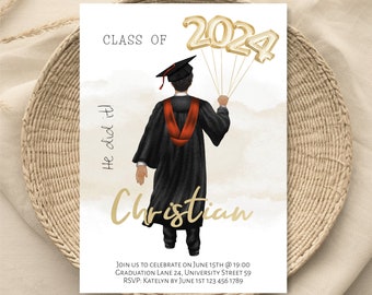 Personalized Graduation Invitation, He did it Graduation Party Invite, Graduation Announcement Template, Class of 2023 Grad Invitation