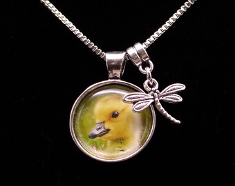 Fuzzy Gosling 3/4" Mini Photo Pendant  - 18" necklace - perfect gift