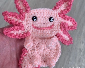PDF-virkmönster | Söt Axolotl-applikation | Platt djurmotiv | Filtöverdrag | Snabbt och enkelt virkprojekt | Presentidé för spel | Barn och tonåringar