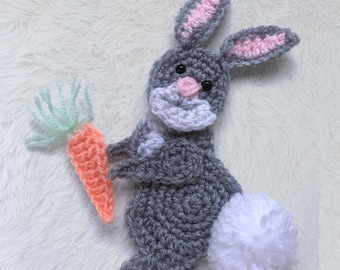 Crochet Easter Bunny Applique Pattern | Rabbit and Carrot (PDF Pattern)