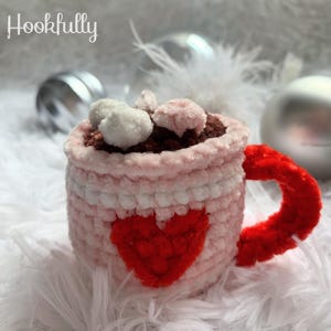 PDF Crochet Pattern | Hot Chocolate Mug Ornament | Hanging Christmas Decoration | Cup of Cocoa With Marshmallows | Easy Amigurumi Project