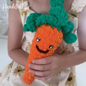 PDF Crochet Pattern | Crochet Carrot Amigurumi Toy | Play Food Toy | Vegetable Plushie | Easy Beginner Project | No Sew Chenille Plush Toy