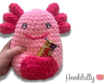 PDF Crochet Pattern - Squishy axolotl amigurumi - pillow plush - Beginner crochet toys for kids