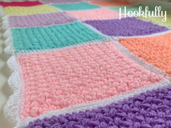 PDF Crochet Pattern Busy Lizzys Patchwork Blanket Baby Blanket Granny Squares Child Afghan Mini Bean Elizabeth Stitch DK Yarn Etsy