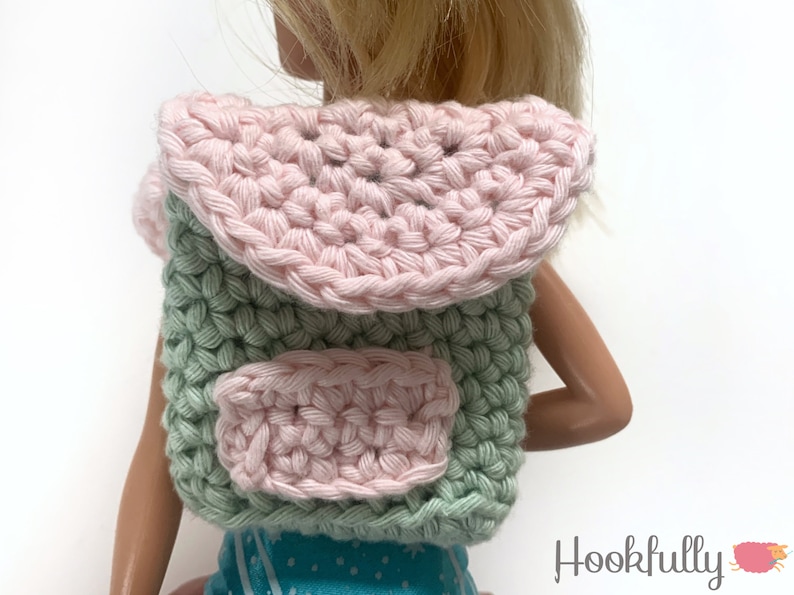 PDF Crochet Pattern Doll Backpack Mini rucksack keychain crochet pattern easy image 1