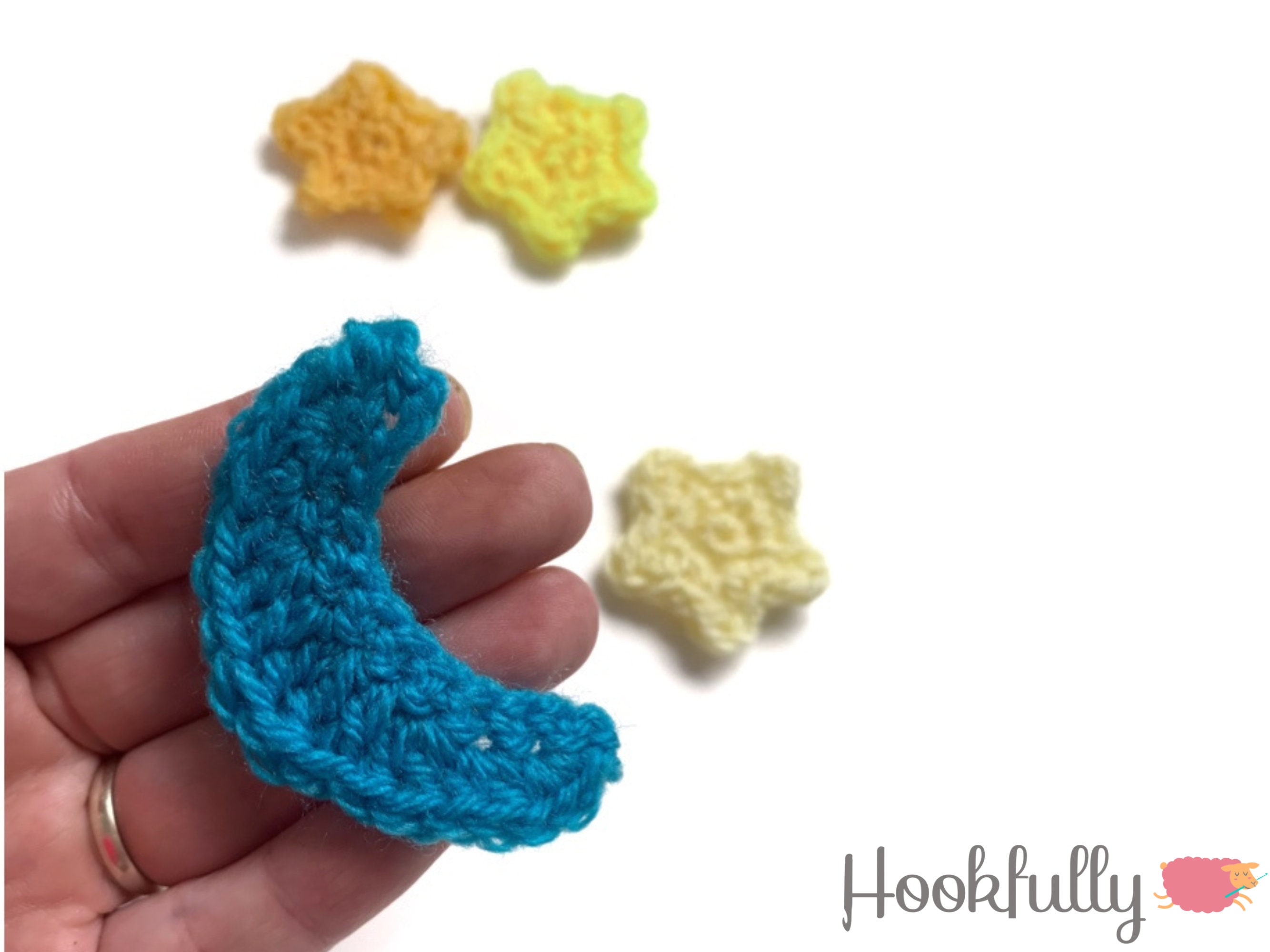22 Crochet Patterns for Motifs and Appliques to Stitch, Layer, and Decorate 3 Crochet Pattern Moon and Stars appliques Easy Beginner