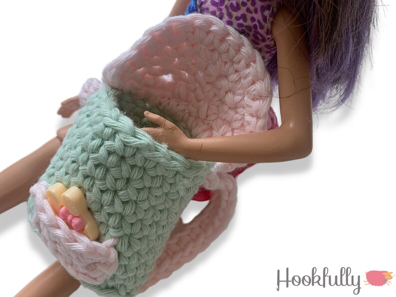 PDF Crochet Pattern Doll Backpack Mini rucksack keychain crochet pattern easy image 5