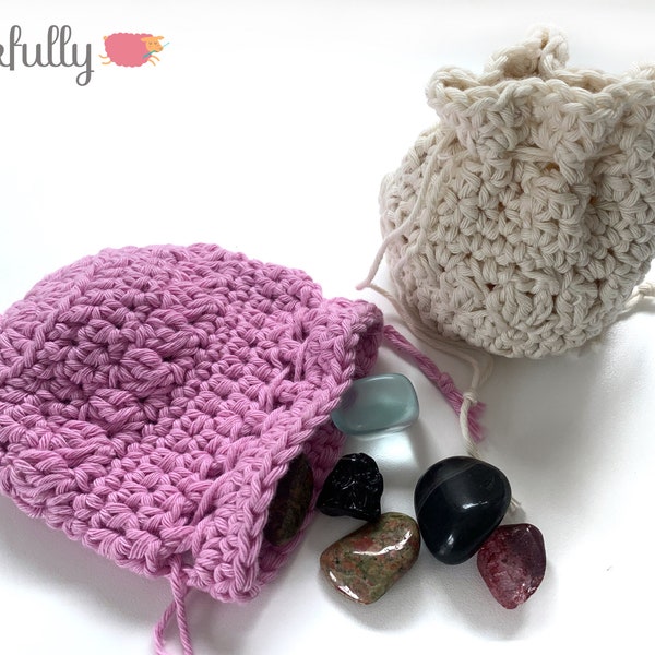 PDF Crochet Pattern - Crochet Drawstring Pouch Pattern - Small Bag - Coin Purse