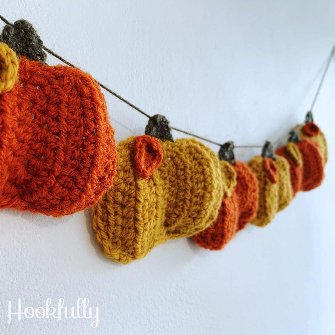 Crochet Pumpkin Bunting Pattern 3D Applique Garland