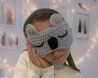 PDF Crochet Pattern | Koala Eye Mask | Bear blindfold Accessory | Animal Children Sleep Mask | Boys or Girls | Quick Easy Crochet Gift Idea
