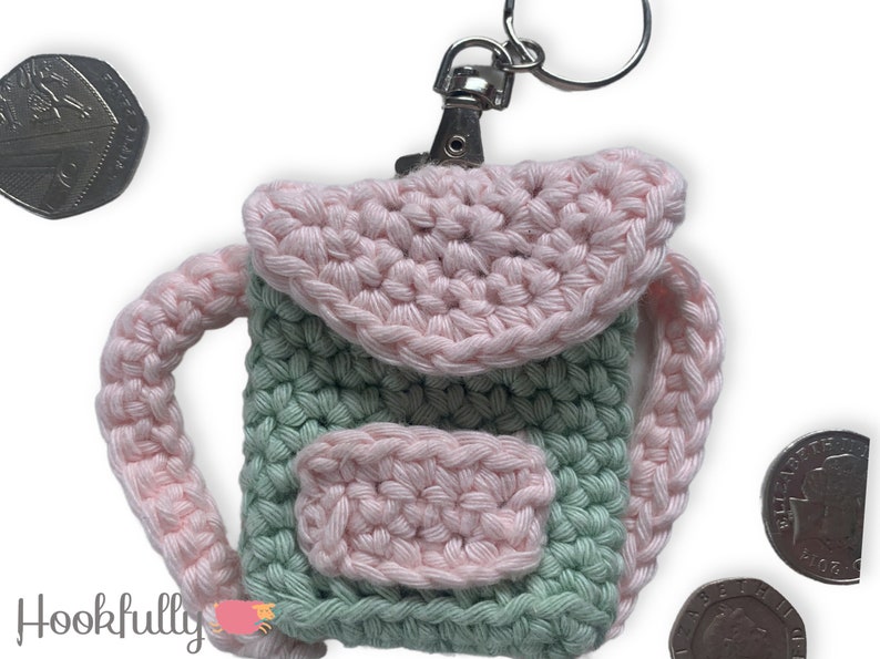 PDF Crochet Pattern Doll Backpack Mini rucksack keychain crochet pattern easy image 3