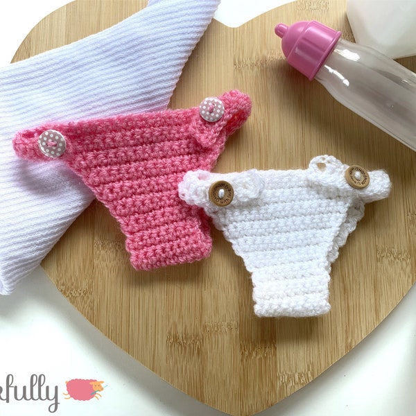PDF crochet pattern - Baby doll diaper crochet pattern - One size fits most dolls 14 to 18 inch