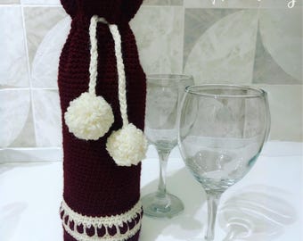 Patrón de funda de botella de vino de ganchillo navideña / Bolsa festiva para botella (patrón en PDF)