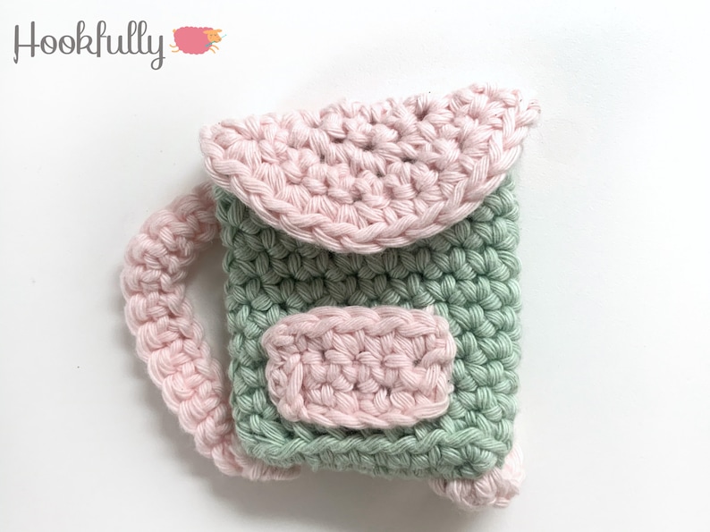 PDF Crochet Pattern Doll Backpack Mini rucksack keychain crochet pattern easy image 9
