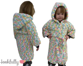 PDF Crochet Pattern - Cuddly kids bath robe - Unisex children's dressing gown - Children's clothes