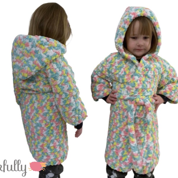 PDF Crochet Pattern - Cuddly kids bath robe - Unisex children's dressing gown - Children's clothes