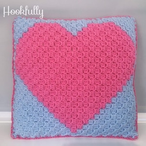 PDF Crochet Pattern |  Love Heart Cushion | C2C Pillow | Corner to Corner Blanket Squares | Crochet Graph and Written Instructions | Home