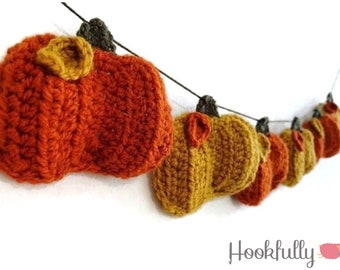 Crochet pattern pdf - Halloween pumpkin bunting / 3D applique decoration
