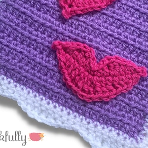 PDF Crochet Pattern | Lips appliqué | Flat Mouth Motif | Valentines Kiss | Card Topper | Lipstick Make-up Project | Quick Easy Crochet