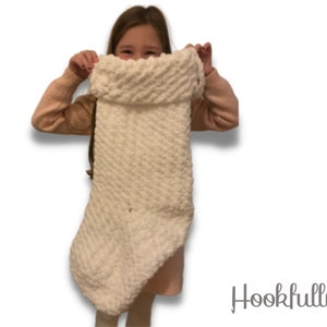 PDF Crochet Pattern - Large Christmas stocking - Super Bulky, chunky, blanket yarn