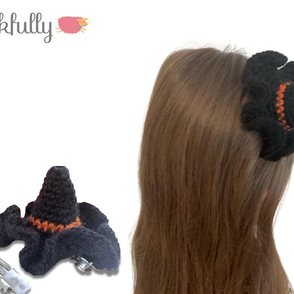 Crochet pattern pdf witch hat Halloween hair accessory