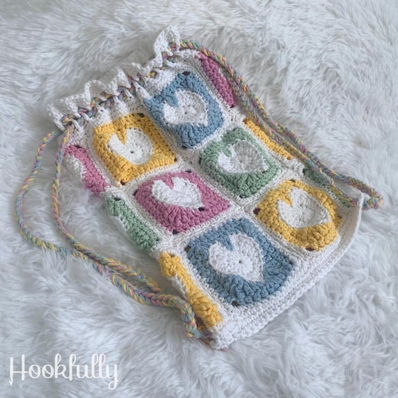 PDF Crochet Pattern Heart Granny Square Backpack for Kids