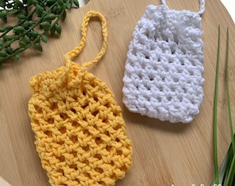 PDF Crochet Pattern | Soap Saver | Netted Crochet Soap Holder Bag | Hanging Shower Pouch | Cotton Yarn | Eco Friendly Crochet Gift Idea