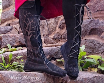 Viking Boots Norse Compass Yggdrasil by Merche Mariposa