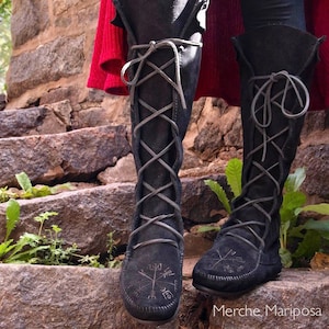 Viking Boots Norse Compass Yggdrasil by Merche Mariposa