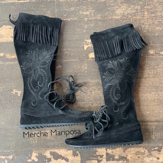 Moccasins Knee High Boots by Merche Mariposa Etsy