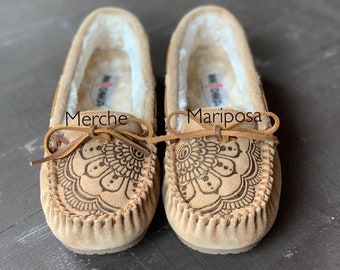 Moccasins Slippers, Henna Mandala by Merche Mariposa