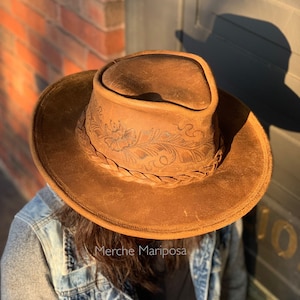 Floral Leather Hat, by Merche Mariposa