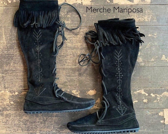 Moccasins Knee High Boots Arrrow by Merche Mariposa Etsy Canada