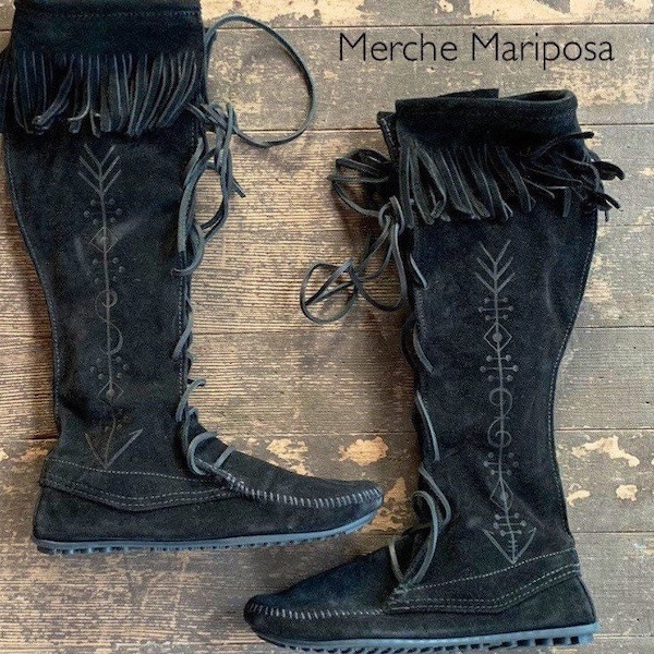 Moccasins Knee High Boots Arrrow by Merche Mariposa