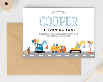 Construction Truck Birthday Invitation, Construction Site Birthday Invitation, Dump Truck Birthday Invitation, Instant Download