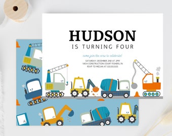 Construction Truck Birthday Invitation, Construction Site Birthday Invitation, Dump Truck Birthday Invitation, Instant Download