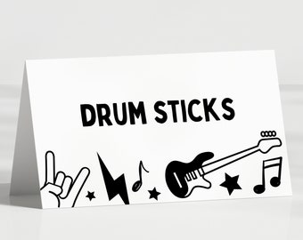 Rock and Roll Birthday Food Tent, Rocker Birthday Decor, Rock N Roll, Music Birthday, Rolling Stones, Editable Template, Instant Download