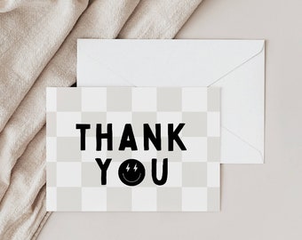 Two Cool Thank You Card, Cool One Thank You Card, Modern Two Cool Smiley Thank You Card, Editable Template, Instant Download