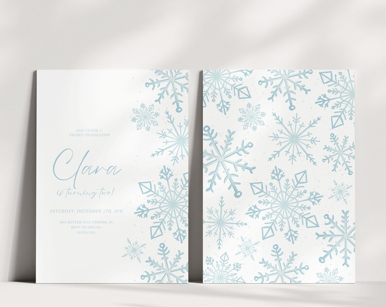 Winter Birthday Invitation Snowflake Birthday Party Invite Frozen Invite Winter Princess Invite Editable Template Instant