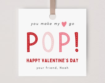 Pop It Valentine's Day Cards, Poppin Valentines Day Tag, Valentine Gift Label, Pop It Toy Printable Cards, Editable Instant Download