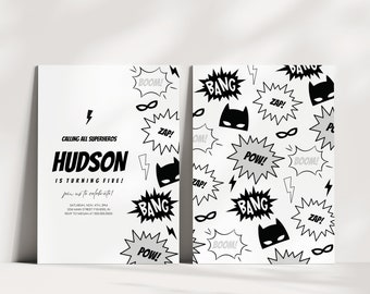 Superhero Birthday Party Invitation, Superhero Birthday Party Invite, Modern Superhero Party Invite, Editable Invitation, Instant Download