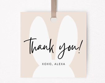 Bunny Birthday Thank You Tag, Some Bunny Birthday Decor, Bunny First Birthday, Girl 1st Birthday Party, Editable Template, Instant Download