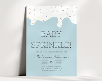 Sprinkle Baby Shower Invitation, Sprinkle Shower Invite, Boy Baby Shower, Baby Sprinkle Invitation, Editable Invitation, Instant Download