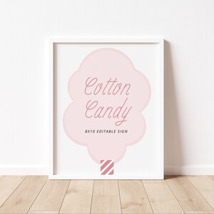 Cotton Candy Editable Sign, Cotton Candy Birthday Party Decor, Two Sweet, Sweet One Sign, Cotton Candy, Editable Template, Instant Download