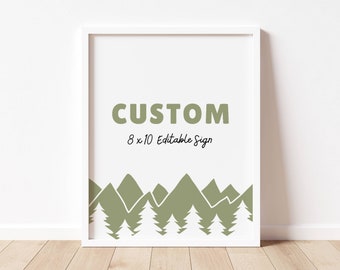 Un cartel de cumpleaños de Happy Camper, decoraciones de fiesta de primer cumpleaños de camping, decoración de fiesta de campamento de niño moderno, plantilla editable, descarga instantánea