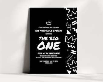 The Big One Geburtstagseinladung, Notorious One Party Invite, erste Geburtstagsfeier, 90er Jahre Geburtstag, bearbeitbare Vorlage, Sofort Download