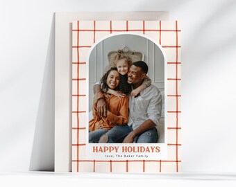 Modern Holiday Photo Card Template, Merry Christmas Card, Holiday Photo Card, Minimalistic Holiday Card Editable Template, Instant Download